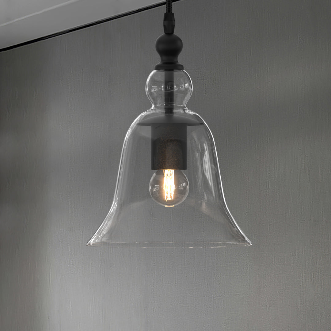 Poly Traditional Bell Shape Glass Pendant Light Dinning Room Kitchen Island - 7Pandas USA Lighting Store