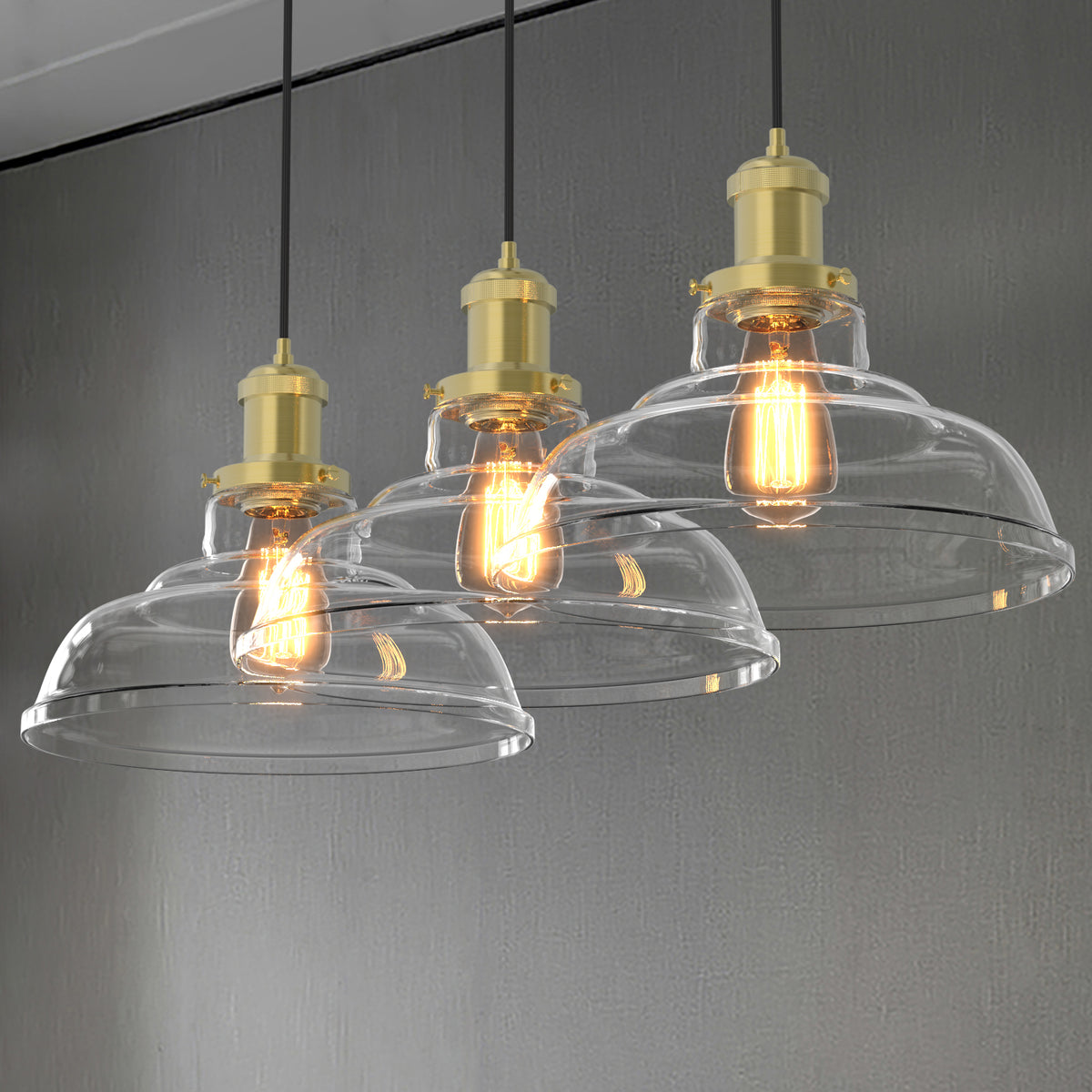 Fortune Classic Vintage Style Glass Pendant Light Clear Dome
