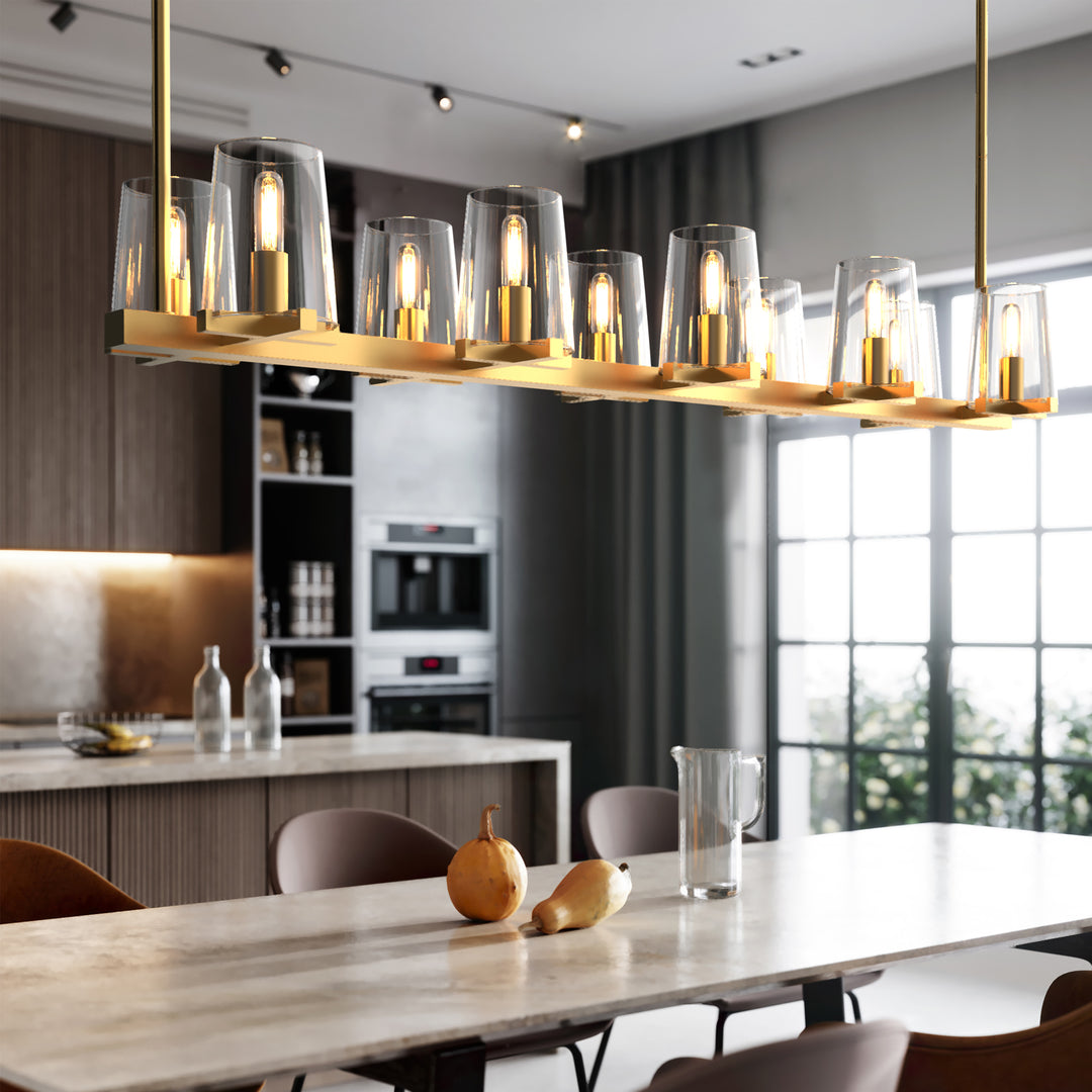 CANOVA 10-Lights Elegant Modern Style Rectangle Dining Room Crystal Chandeliers - 7Pandas USA Lighting Store