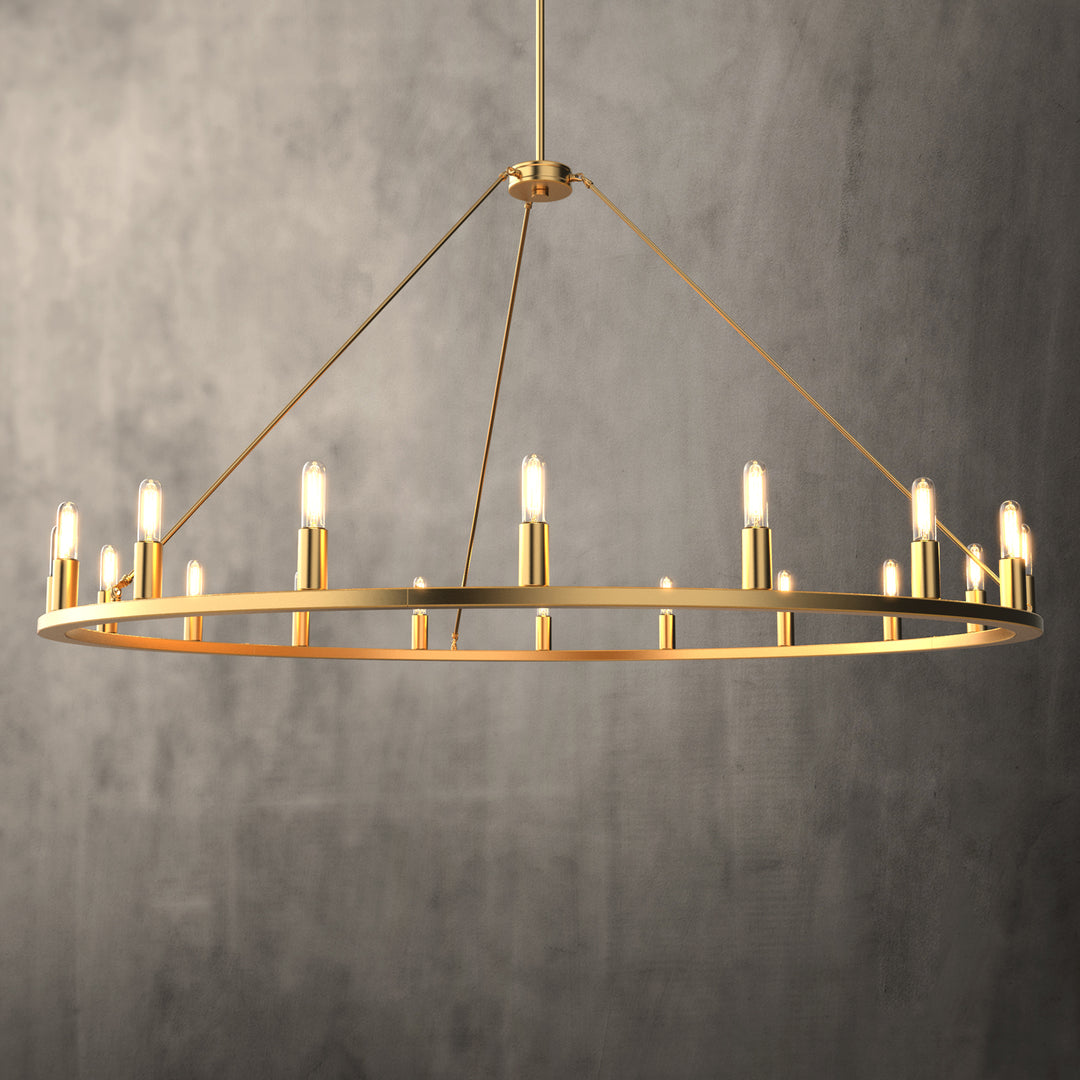 55" ALVA Large Wagon Wheel Farmhouse Round modern living room 18-Lights Bronze E12 Base - 7Pandas USA Lighting Store