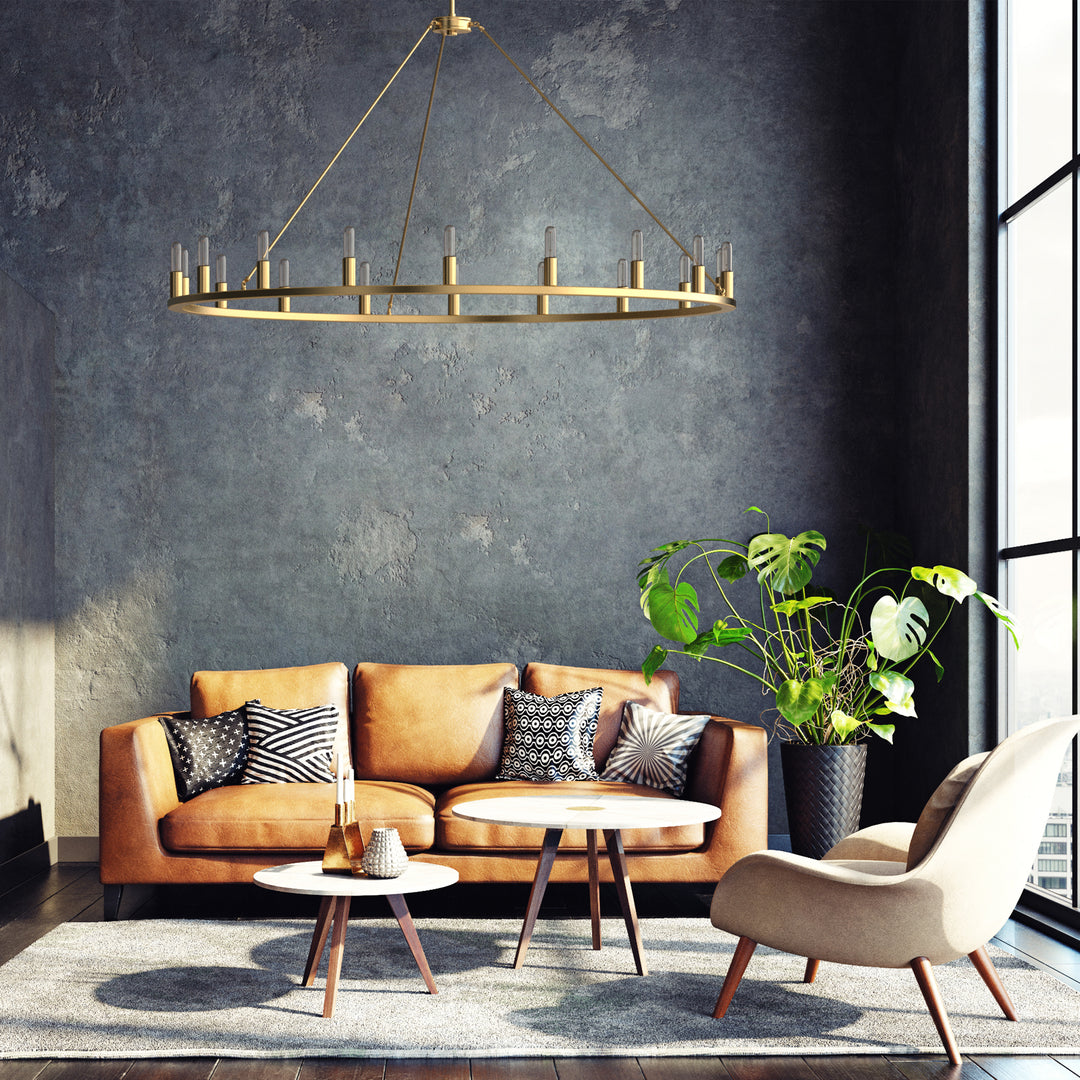 55" ALVA Large Wagon Wheel Farmhouse Round modern living room 18-Lights Bronze E12 Base - 7Pandas USA Lighting Store
