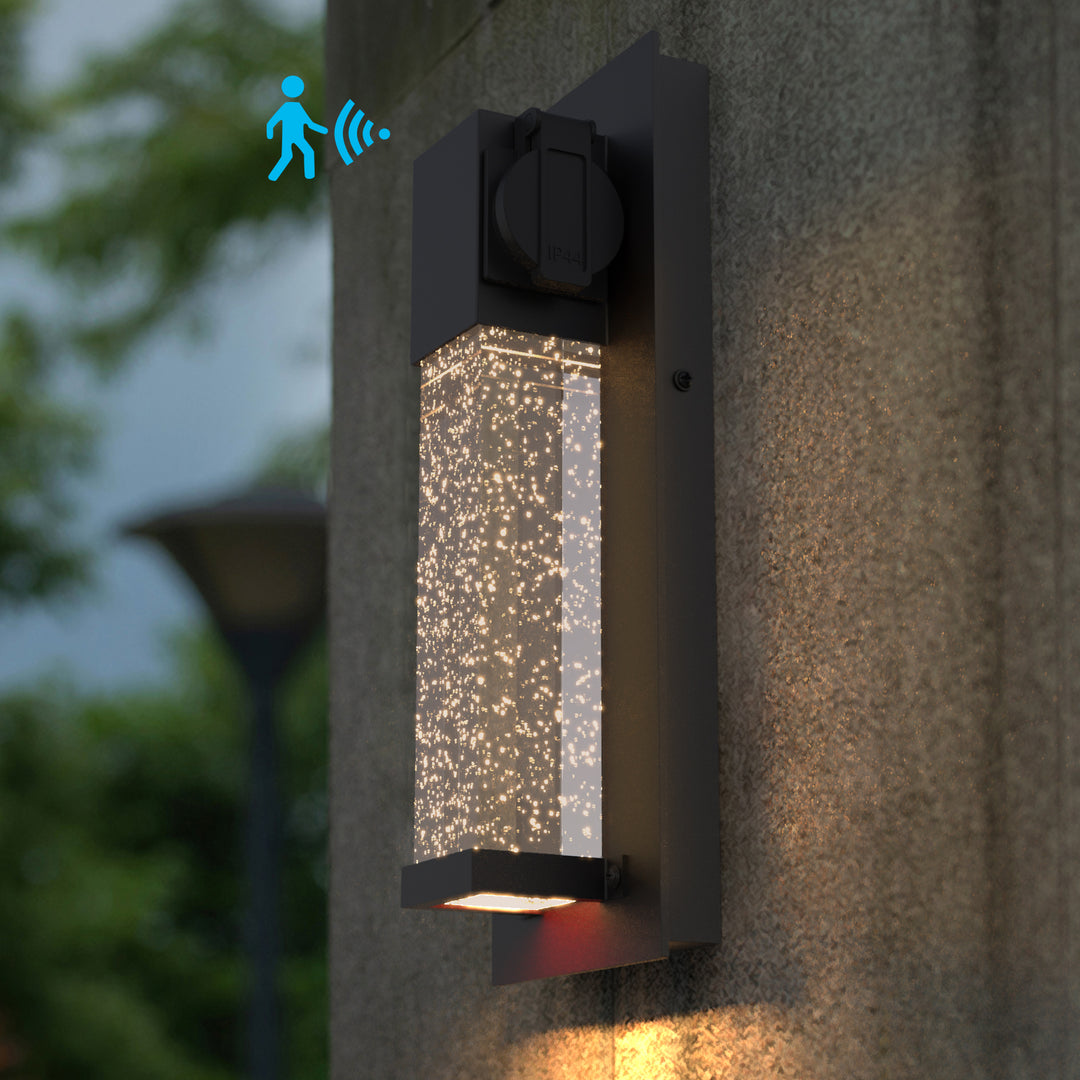 BURSON Dusk to Dawn LED Crystal Outdoor Lights Exterior Porch Lights with Outlet Light Sensor 13W 3000K Matt Black - 7Pandas USA Lighting Store