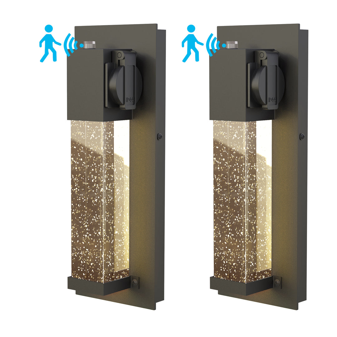 BURSON Dusk to Dawn LED Crystal Outdoor Lights Exterior Porch Lights with Outlet Light Sensor 13W 3000K Matt Black - 7Pandas USA Lighting Store