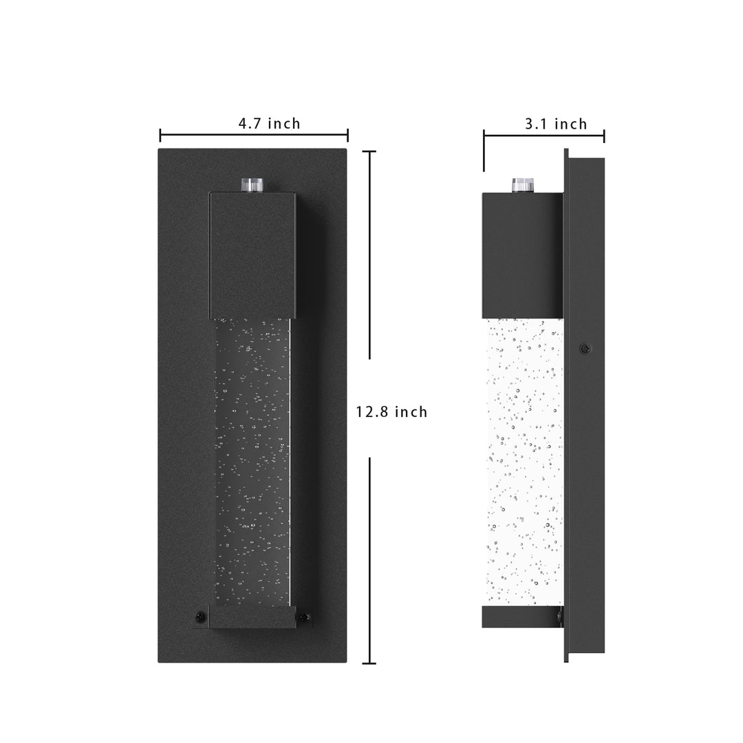 BURSON LED Crystal Outdoor Exterior Wall Sconce 13W 3000K Matt Black E26 IP44 Light Sensor - 7Pandas USA Lighting Store