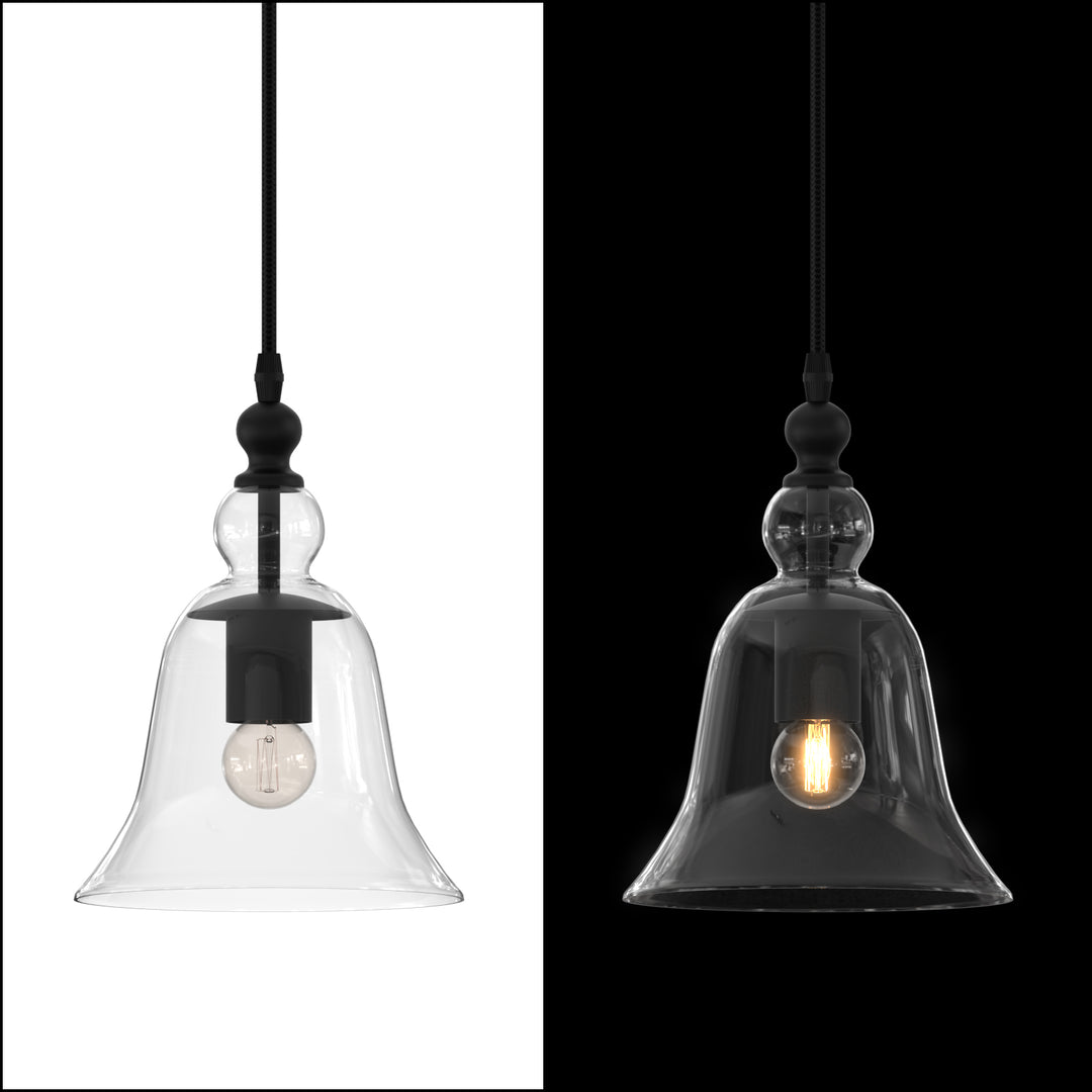 Poly Traditional Bell Shape Glass Pendant Light Dinning Room Kitchen Island - 7Pandas USA Lighting Store