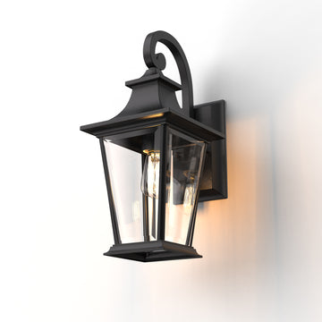 RITZ Motion Sensor Outdoor Exterior Wall Sconce Glass Matt Black E26 IP44