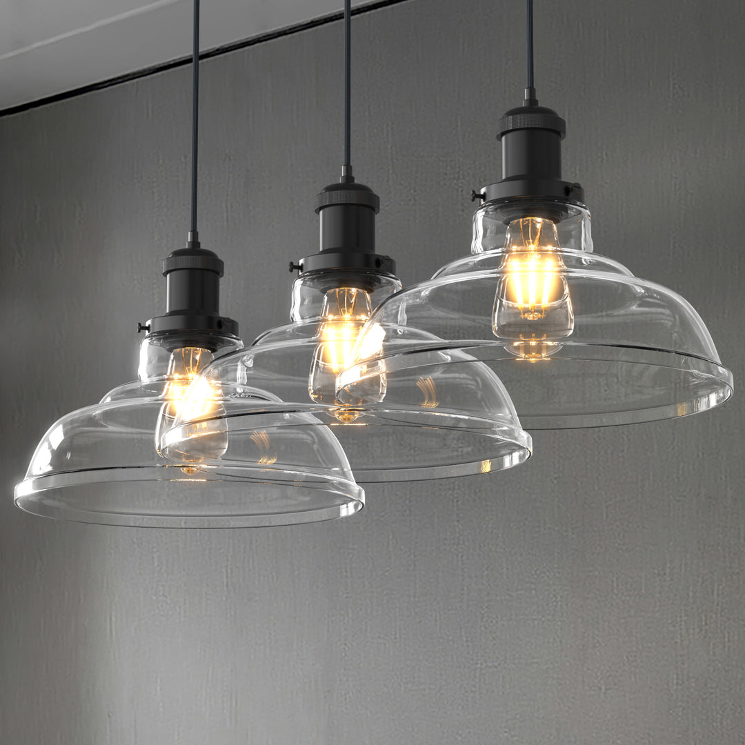 Fortune Classic Vintage Style Glass Pendant Light Clear Dome Lampshade E26 - 7Pandas USA Lighting Store