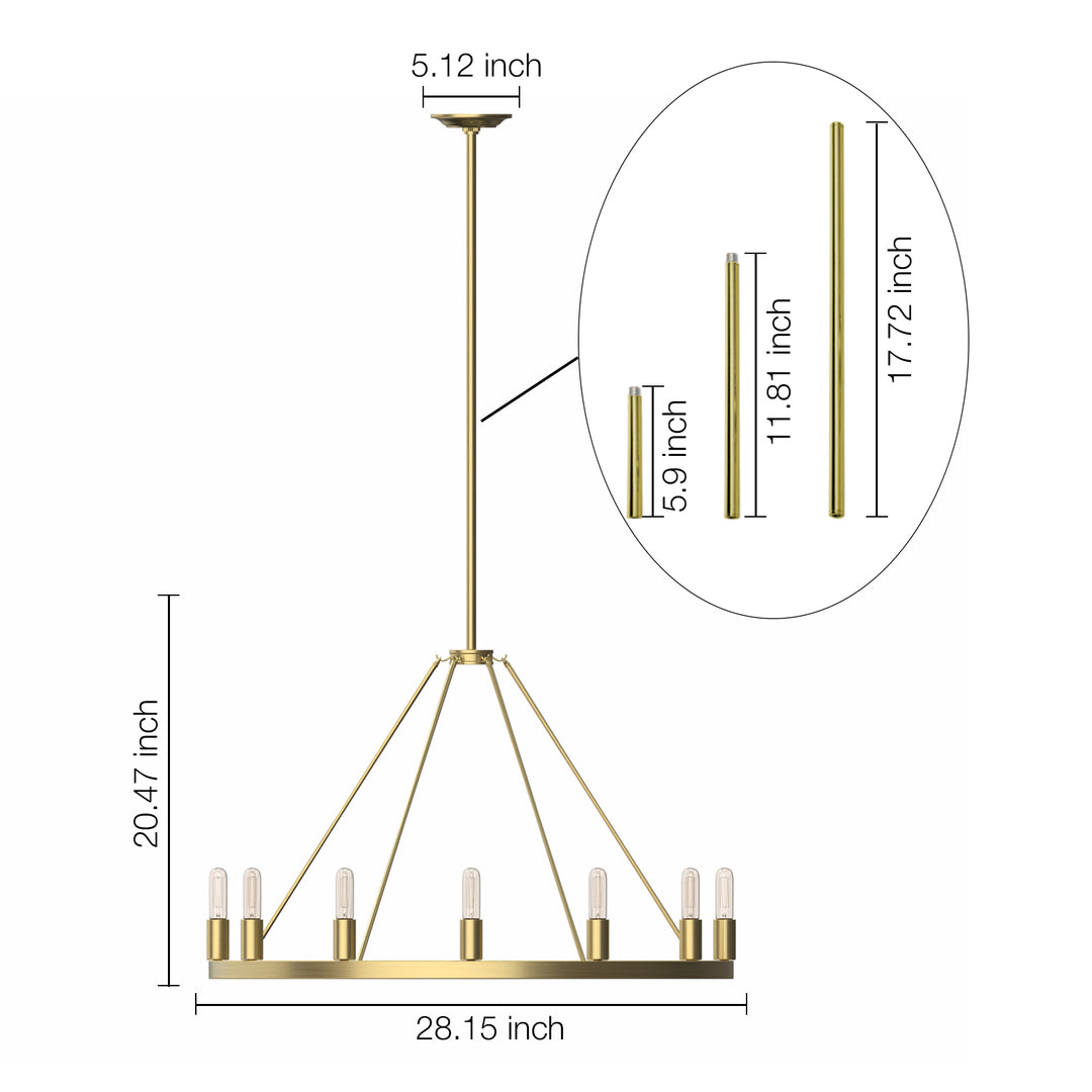 ALVA 12-Lights Wagon Wheel Round Farmhouse Chandelier Aged Brass E12 Base - 7Pandas USA Lighting Store