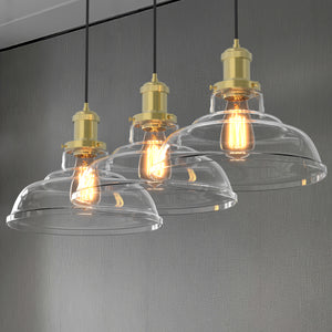 Fortune Classic Vintage Style Glass Pendant Light Clear Dome Lampshade E26 - 7Pandas USA Lighting Store