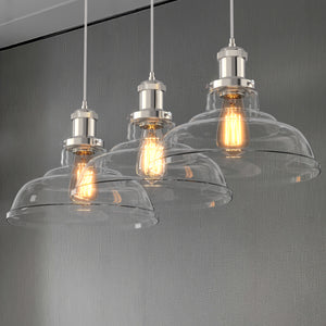 Fortune Classic Vintage Style Glass Pendant Light Clear Dome Lampshade E26 - 7Pandas USA Lighting Store