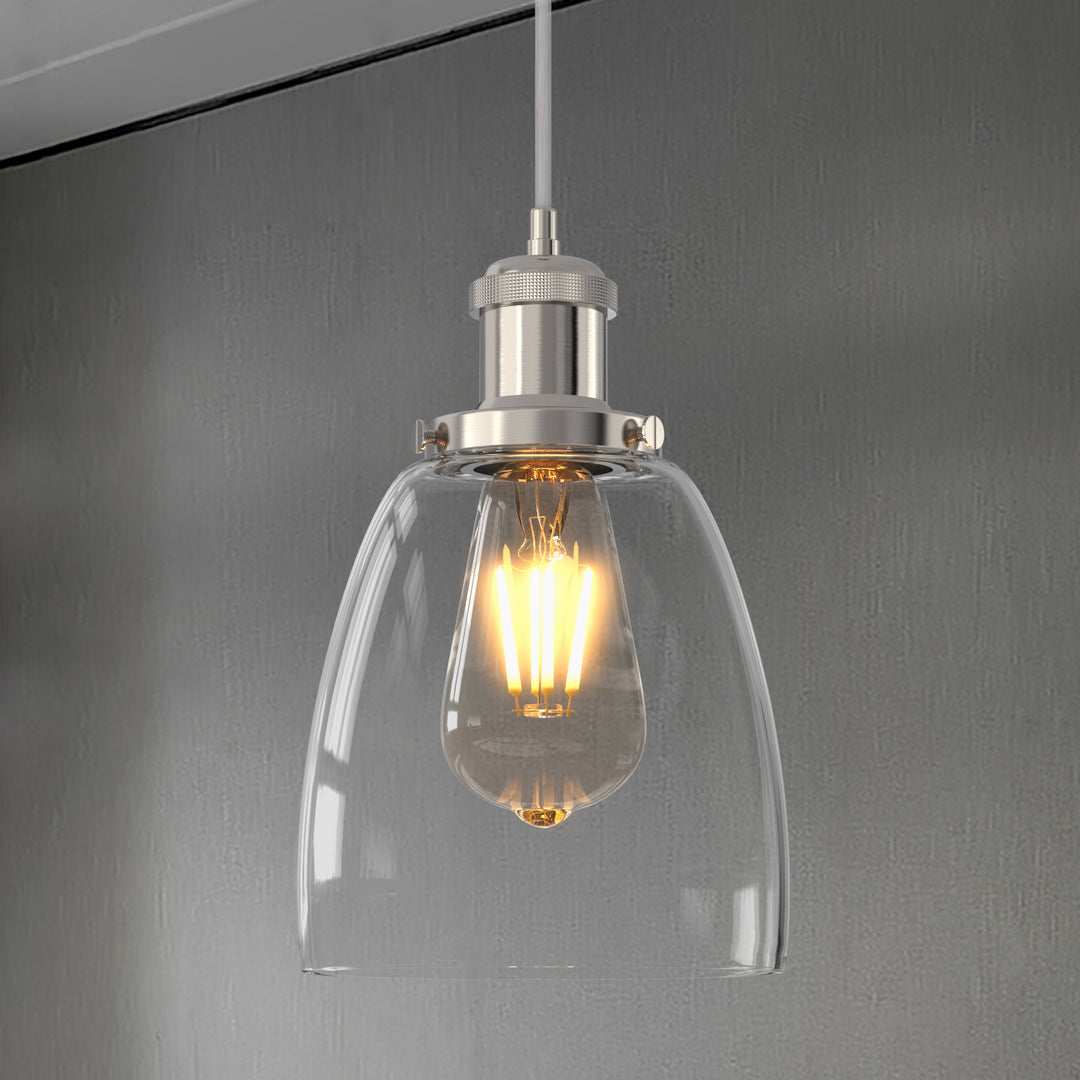 Winer Modern Vintage Glass Pendant Light Clear Dome Lampshade E26 - 7Pandas USA Lighting Store