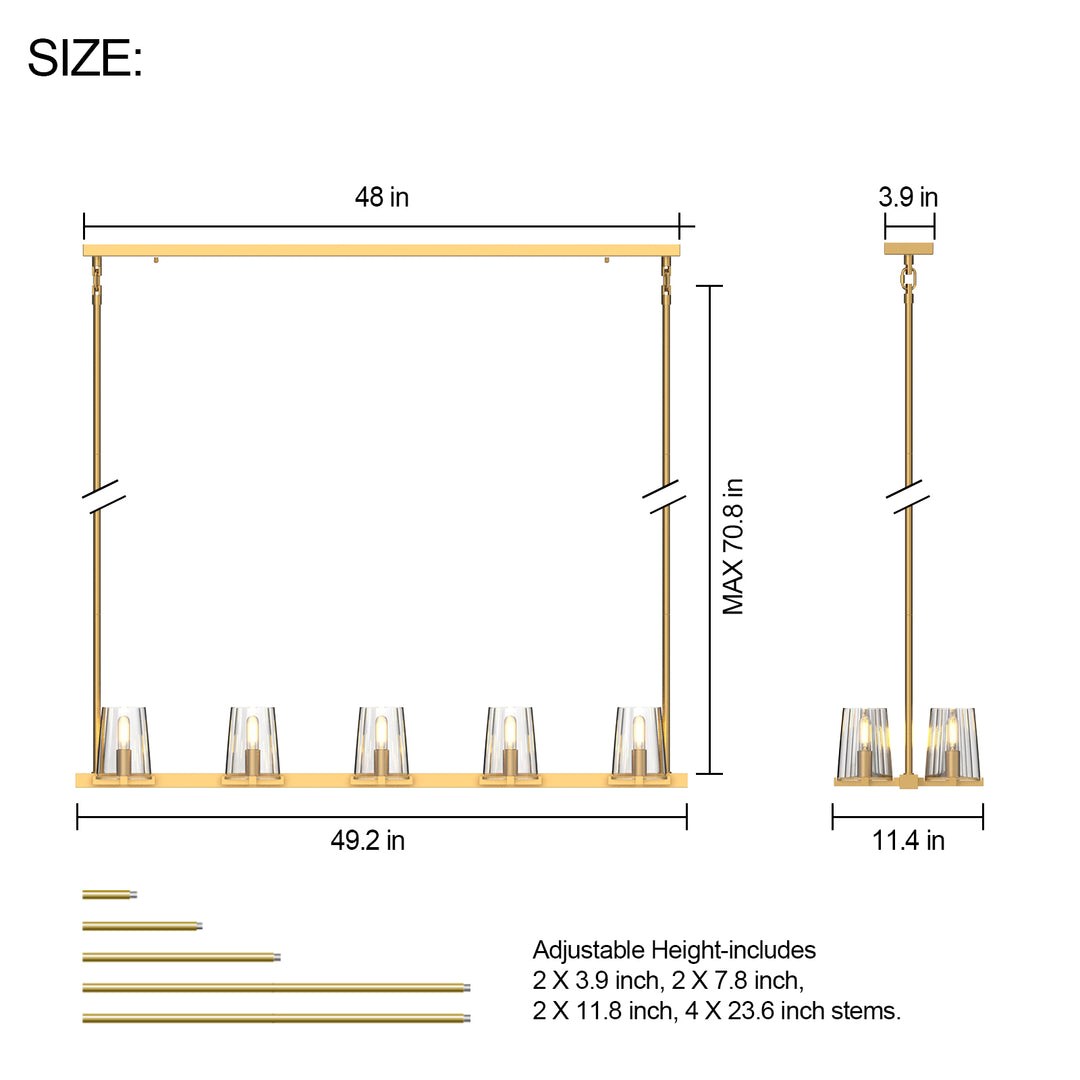 CANOVA 10-Lights Elegant Modern Style Rectangle Dining Room Crystal Chandeliers - 7Pandas USA Lighting Store