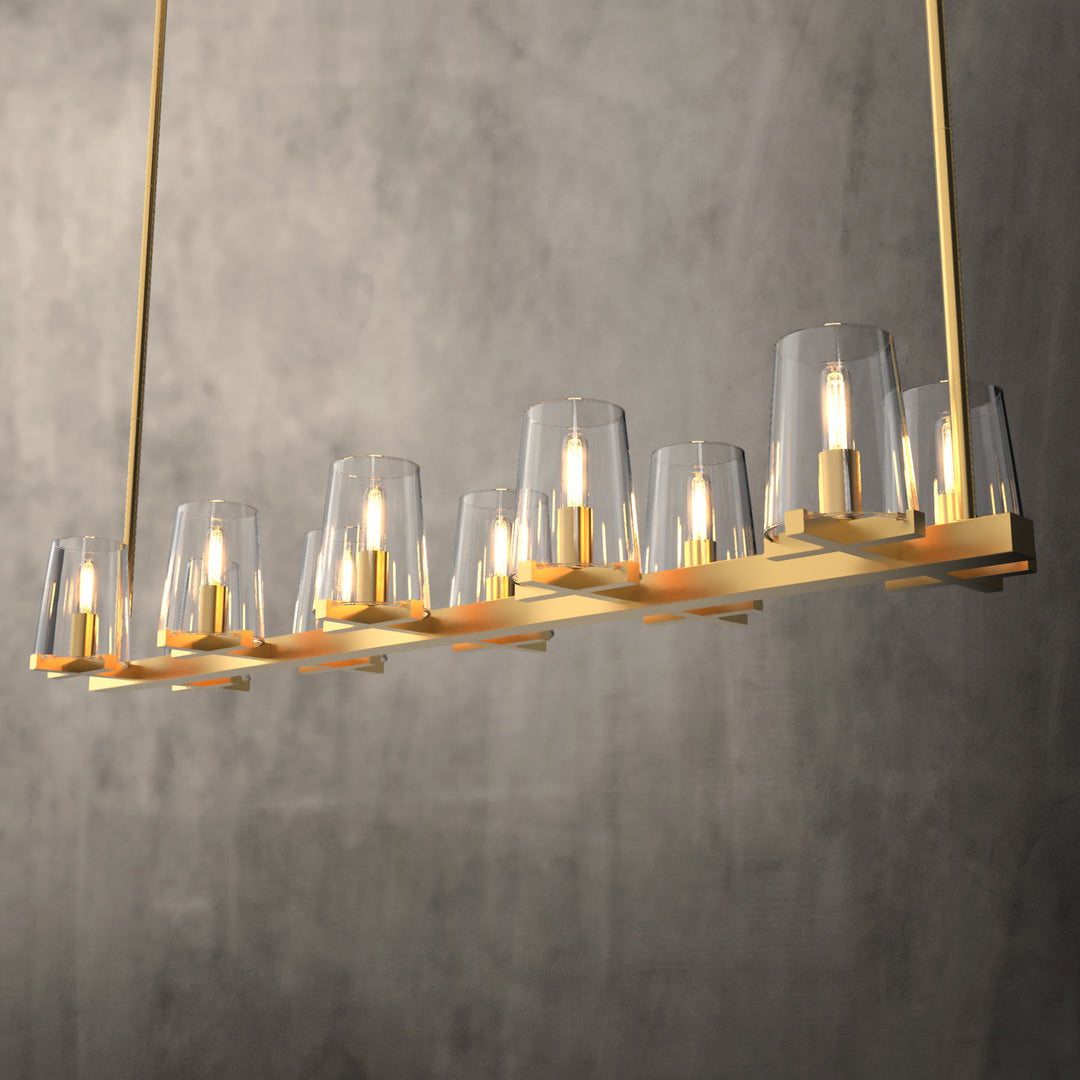 CANOVA 10-Lights Elegant Modern Style Rectangle Dining Room Crystal Chandeliers - 7Pandas USA Lighting Store