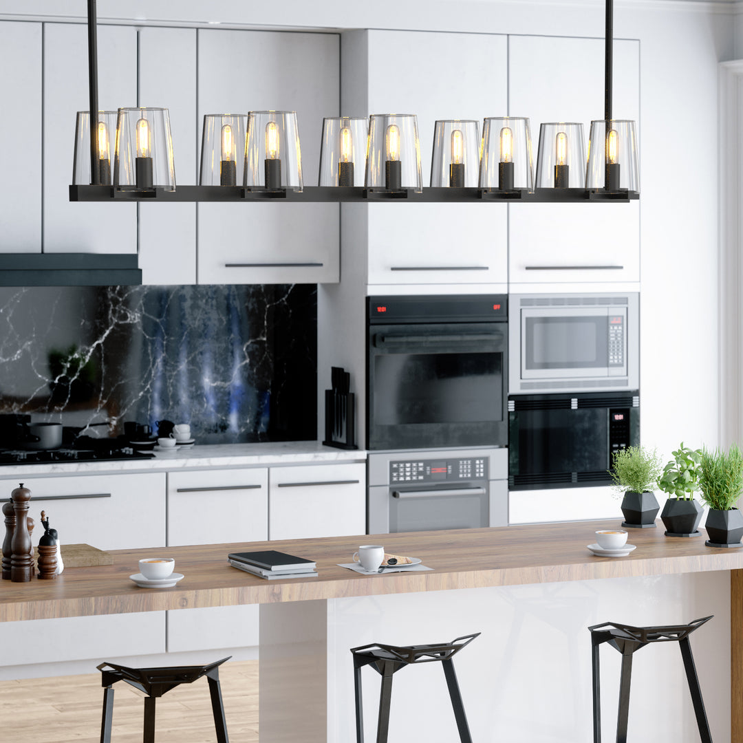 CANOVA 10-Lights Elegant Modern Style Rectangle Dining Room Crystal Chandeliers - 7Pandas USA Lighting Store