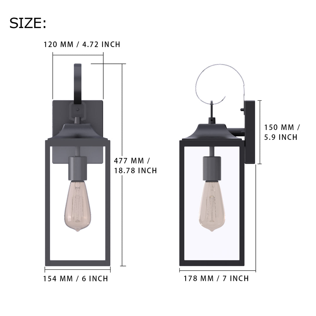RITZ Motion Sensor Outdoor Exterior Wall Sconce Glass Matt Black E26 IP44 - 7Pandas USA Lighting Store