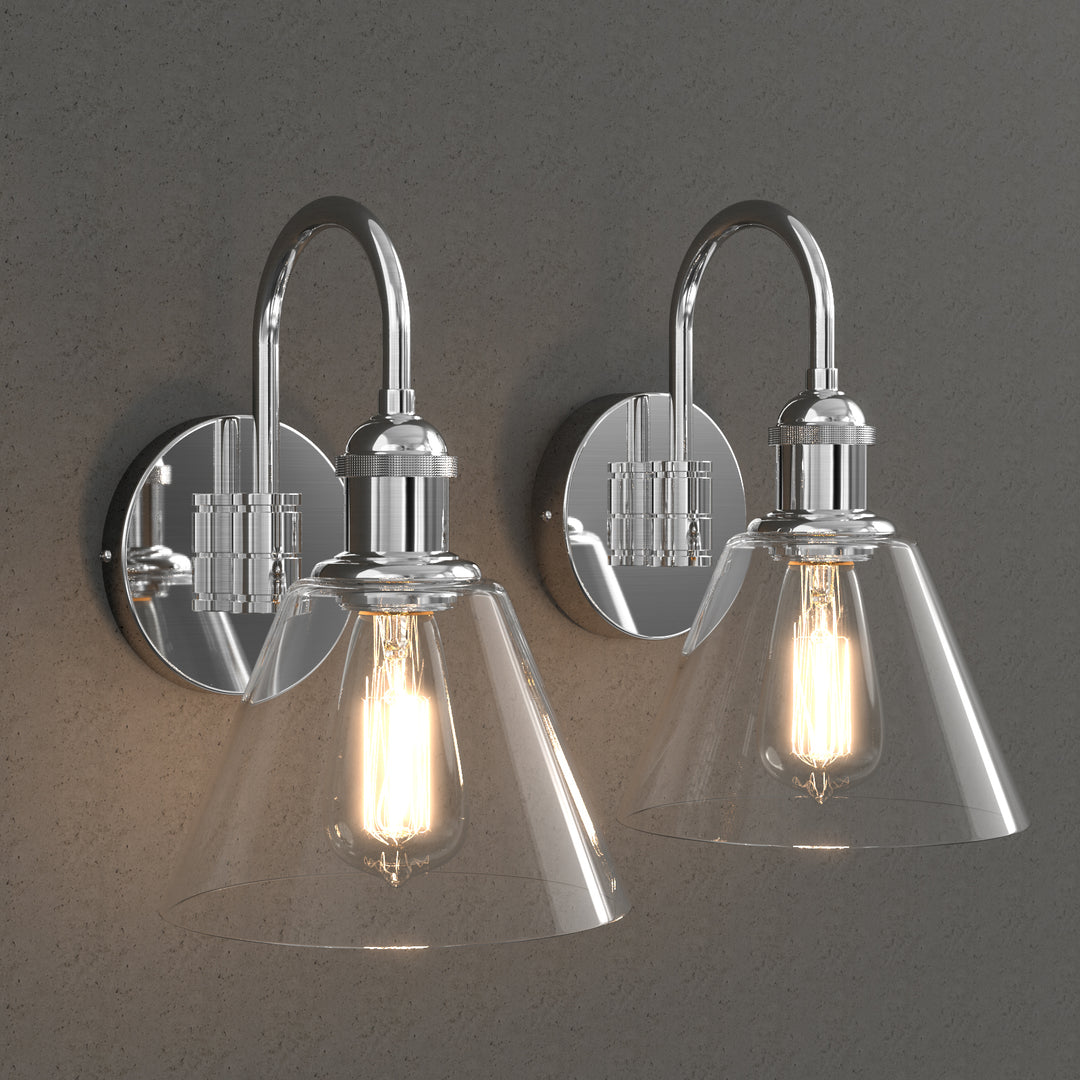 PENY Modern Wall Sconces lighting Fixture with Clear Glass Shade for Bathroom Vanity Light - 7Pandas USA Lighting Store