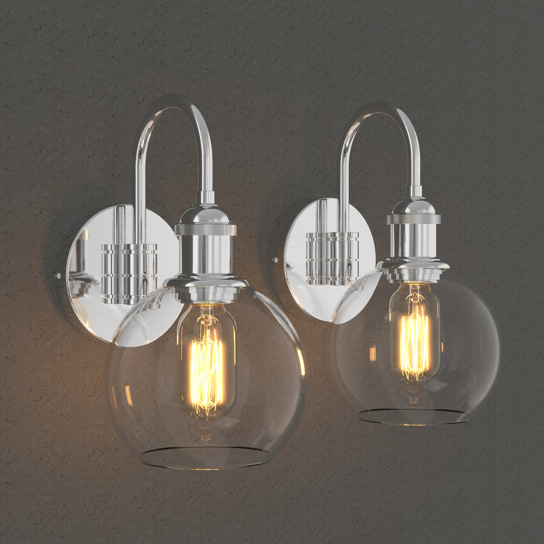 OCULUS Modern Wall Sconces lighting Fixture with Clear Glass Shade for Bathroom Vanity Light - 7Pandas USA Lighting Store