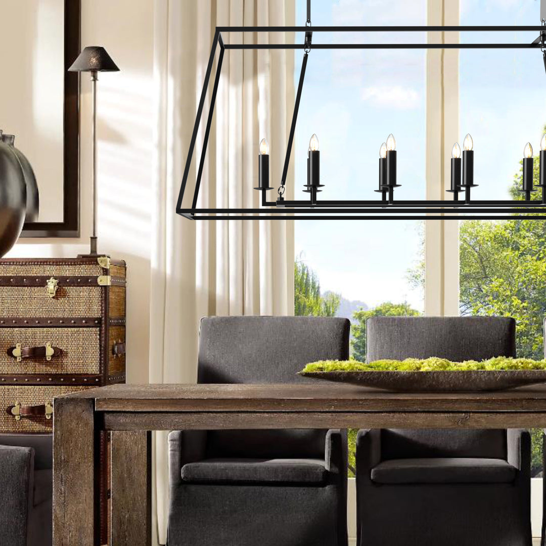 Nepoli 10-Lights Farmhouse Style Chandelier Adjustable Height Hanging Light for Kitchen Island Living Room - 7Pandas USA Lighting Store