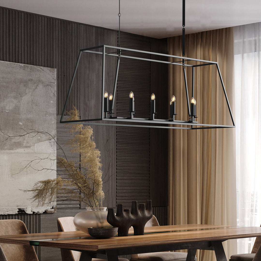 Nepoli 10-Lights Farmhouse Style Chandelier Adjustable Height Hanging Light for Kitchen Island Living Room - 7Pandas USA Lighting Store