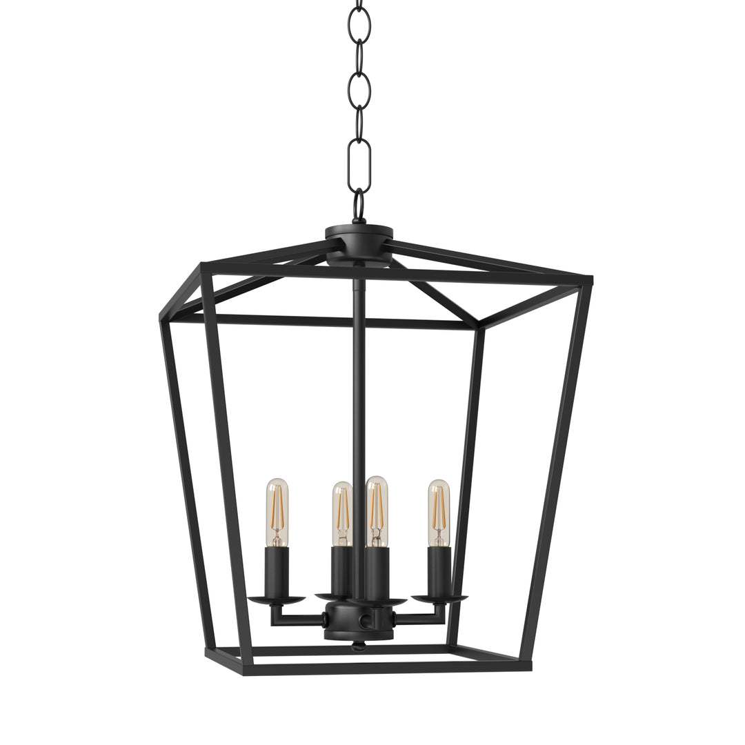 Nepoli 4-Lights Industrial Farmhouse Chandelier Black Metal Cage Hanging Light for Kitchen Island Entryway - 7Pandas USA Lighting Store