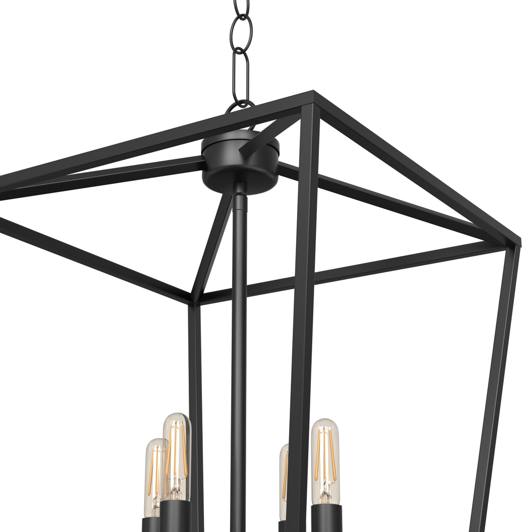 Nepoli 4-Lights Industrial Farmhouse Chandelier Black Metal Cage Hanging Light for Kitchen Island Entryway - 7Pandas USA Lighting Store