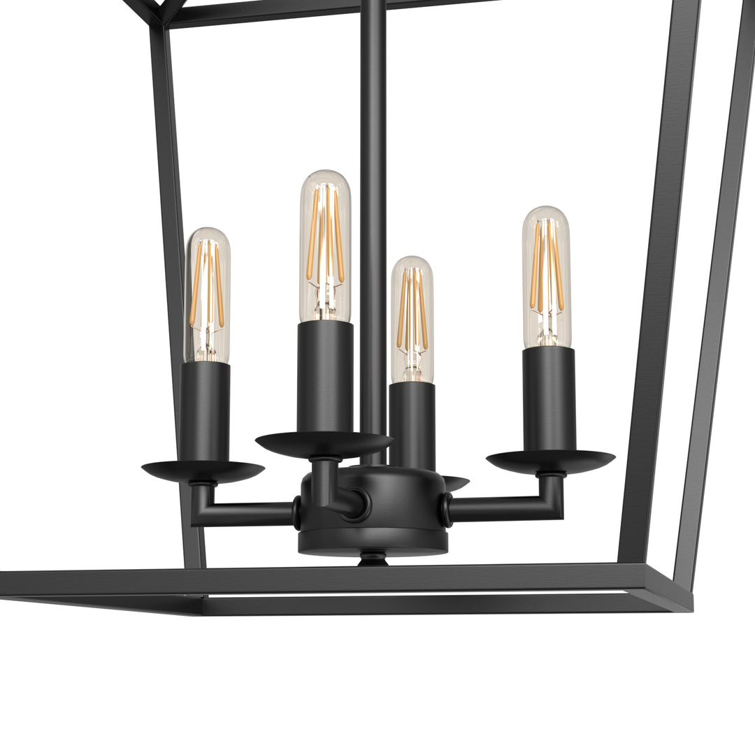 Nepoli 4-Lights Industrial Farmhouse Chandelier Black Metal Cage Hanging Light for Kitchen Island Entryway - 7Pandas USA Lighting Store