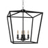 Nepoli 4-Lights Industrial Farmhouse Chandelier Black Metal Cage Hanging Light for Kitchen Island Entryway