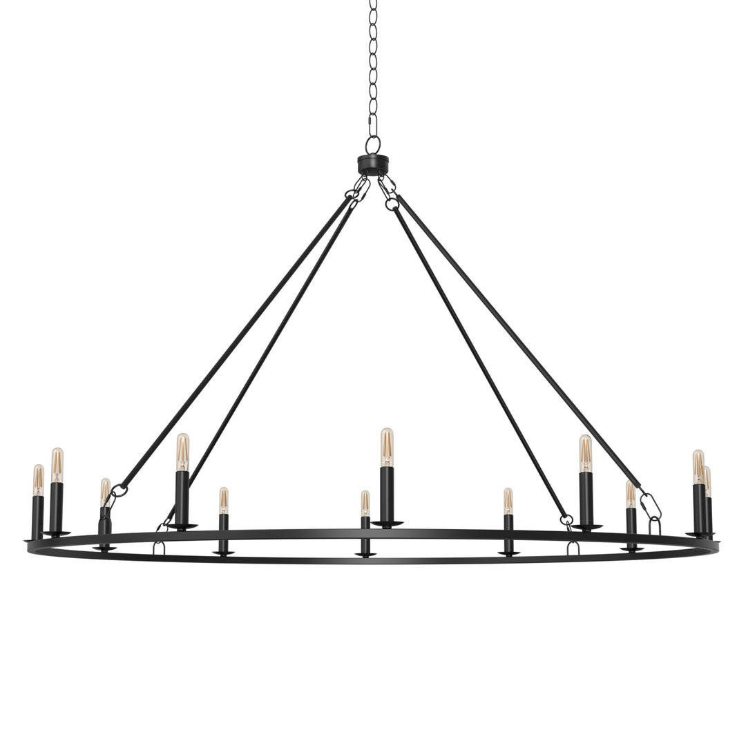 Maria 12-Lights 52" Round Farmhouse Style Chandelier Adjustable Height Hanging Light for Kitchen Island Living Room - 7Pandas USA Lighting Store