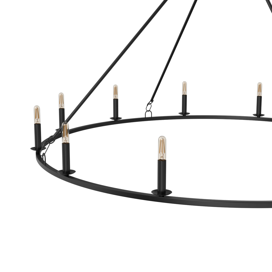 Maria 12-Lights 52" Round Farmhouse Style Chandelier Adjustable Height Hanging Light for Kitchen Island Living Room - 7Pandas USA Lighting Store