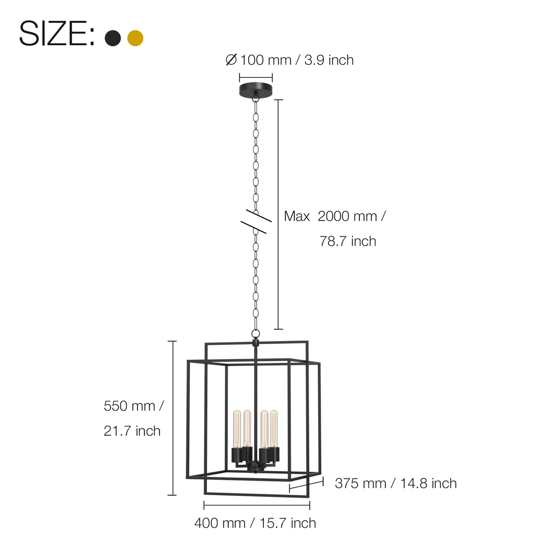 Helios 4-Lights Farmhouse Style Chandelier Metal Cage Adjustable Height Hanging Light for Kitchen Island Entryway - 7Pandas USA Lighting Store