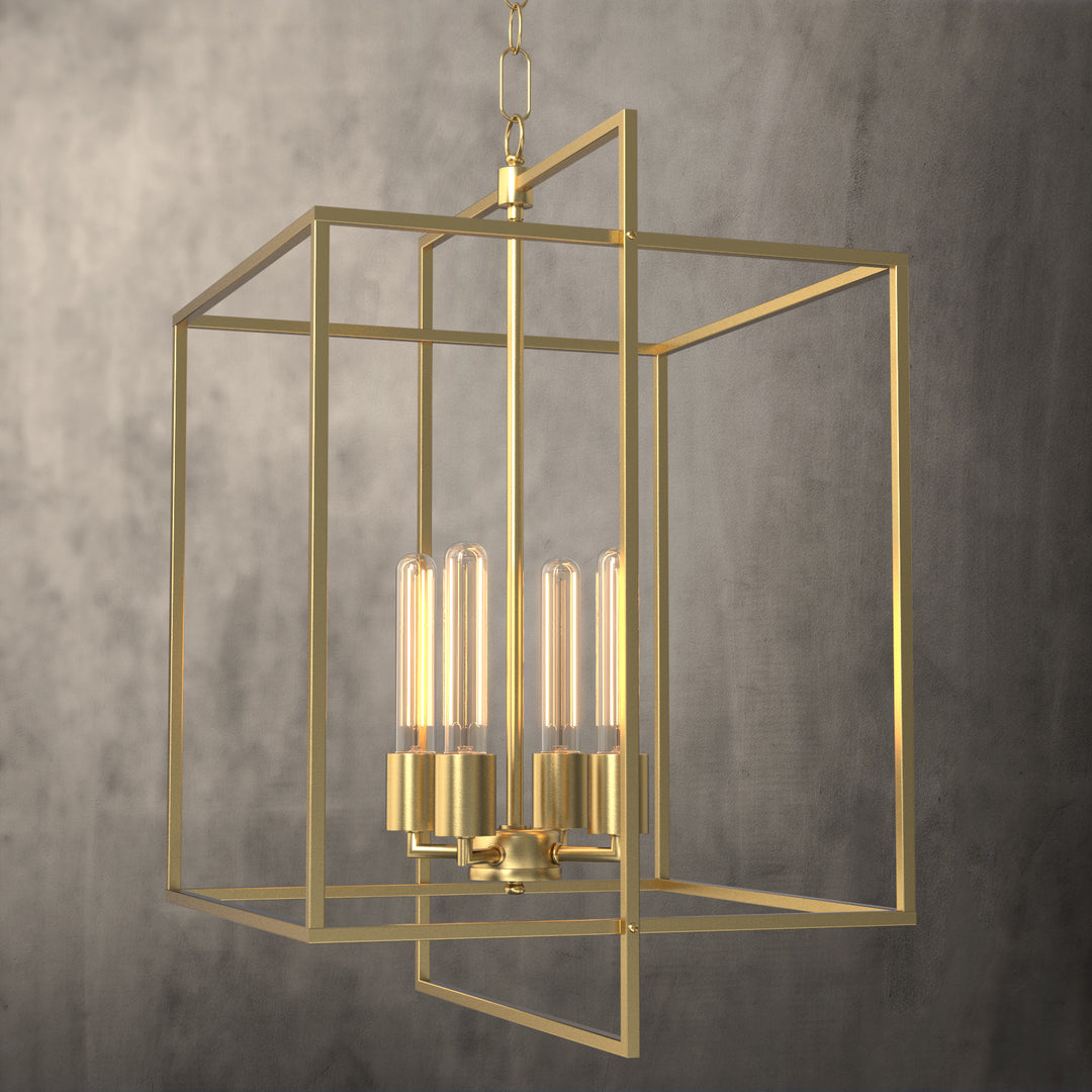 Helios 4-Lights Farmhouse Style Chandelier Metal Cage Adjustable Height Hanging Light for Kitchen Island Entryway - 7Pandas USA Lighting Store