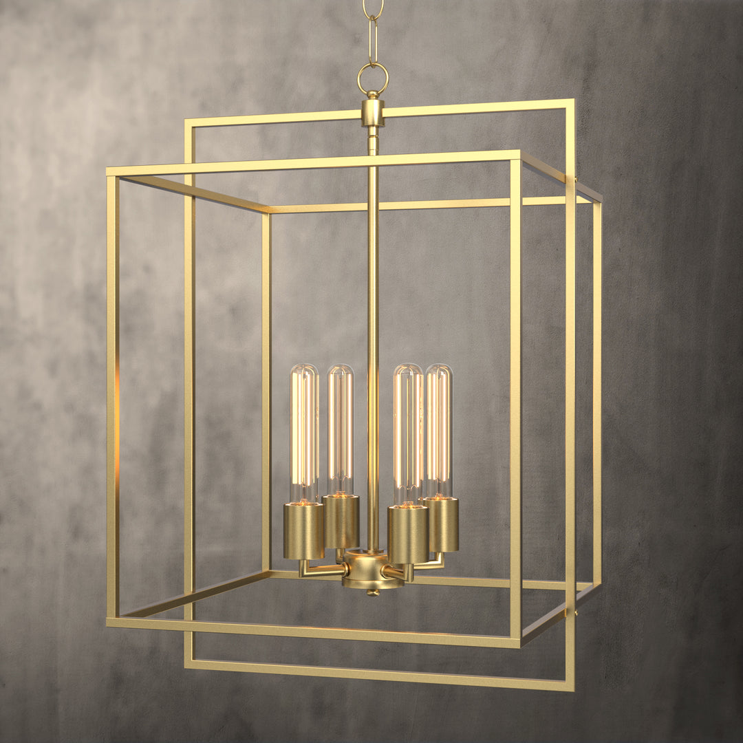 Helios 4-Lights Farmhouse Style Chandelier Metal Cage Adjustable Height Hanging Light for Kitchen Island Entryway - 7Pandas USA Lighting Store