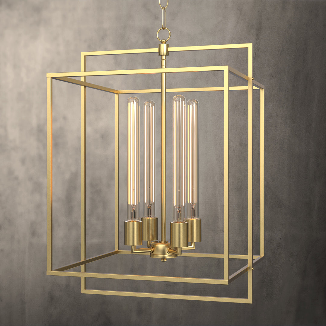 Helios 4-Lights Farmhouse Style Chandelier Metal Cage Adjustable Height Hanging Light for Kitchen Island Entryway - 7Pandas USA Lighting Store