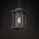 JULIA Modern Outdoor Hanging Lantern Pendant Light Matte Black Aluminum with Striped Glass - 7Pandas USA Lighting Store