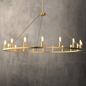 55" ALVA Large Wagon Wheel Farmhouse Round modern living room 18-Lights Bronze E12 Base - 7Pandas USA Lighting Store