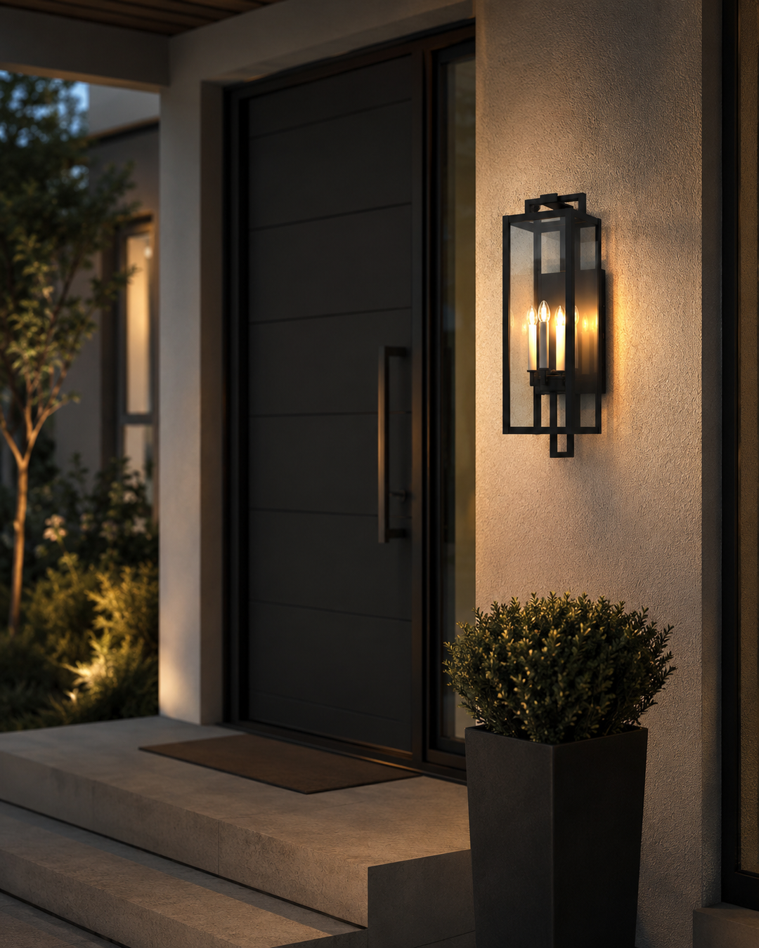 Antonio Upscale Modern IP44 Weather Proof Outdoor Wall Light Matt Black IP44 Medium Large - 7Pandas USA Lighting Store