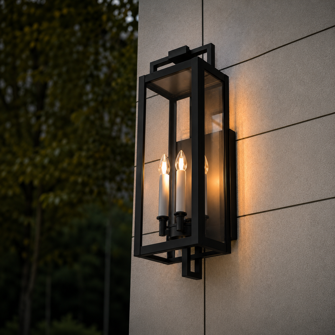 Antonio Upscale Modern IP44 Weather Proof Outdoor Wall Light Matt Black IP44 Medium Large - 7Pandas USA Lighting Store
