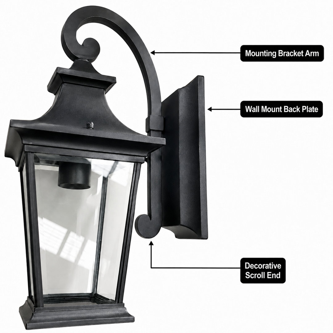 Robinson Provincial Style IP44 Weather Proof Outdoor Wall Light Matt Black E26 - 7Pandas USA Lighting Store