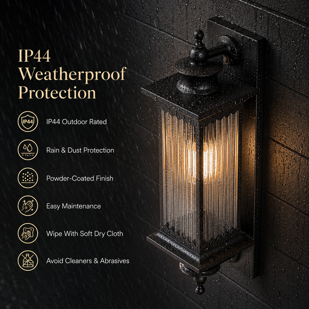 Murcia Medium Traditional Outdoor Exterior Wall Light Matt Black IP44 - 7Pandas USA Lighting Store