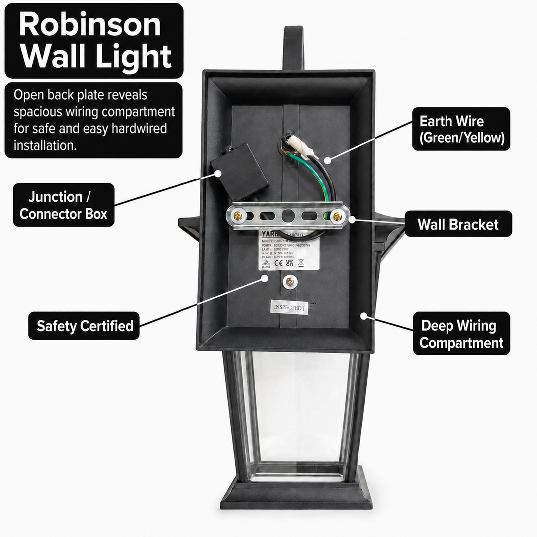 Robinson Provincial Style IP44 Weather Proof Outdoor Wall Light Matt Black E26 - 7Pandas USA Lighting Store