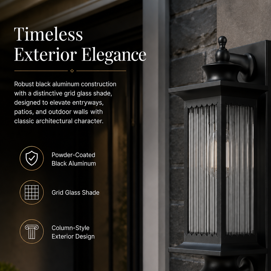 Murcia Medium Traditional Outdoor Exterior Wall Light Matt Black IP44 - 7Pandas USA Lighting Store