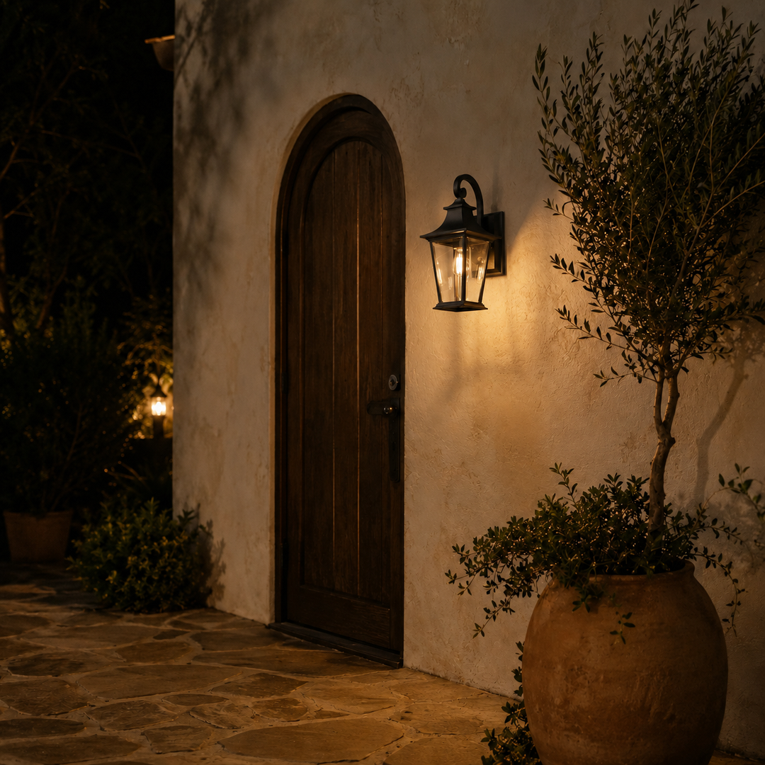 Robinson Provincial Style IP44 Weather Proof Outdoor Wall Light Matt Black E26 - 7Pandas USA Lighting Store