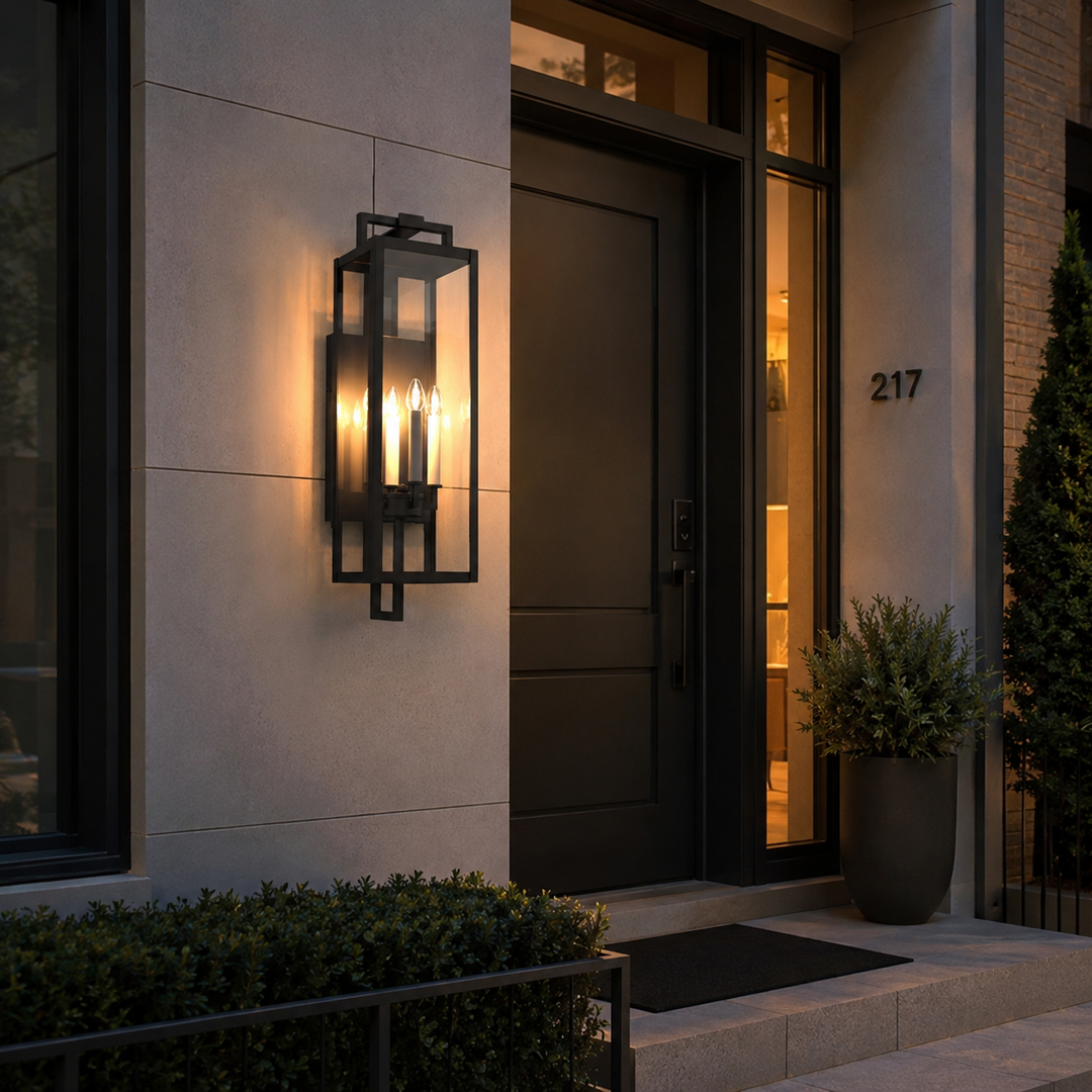 Antonio Upscale Modern IP44 Weather Proof Outdoor Wall Light Matt Black IP44 Medium Large - 7Pandas USA Lighting Store