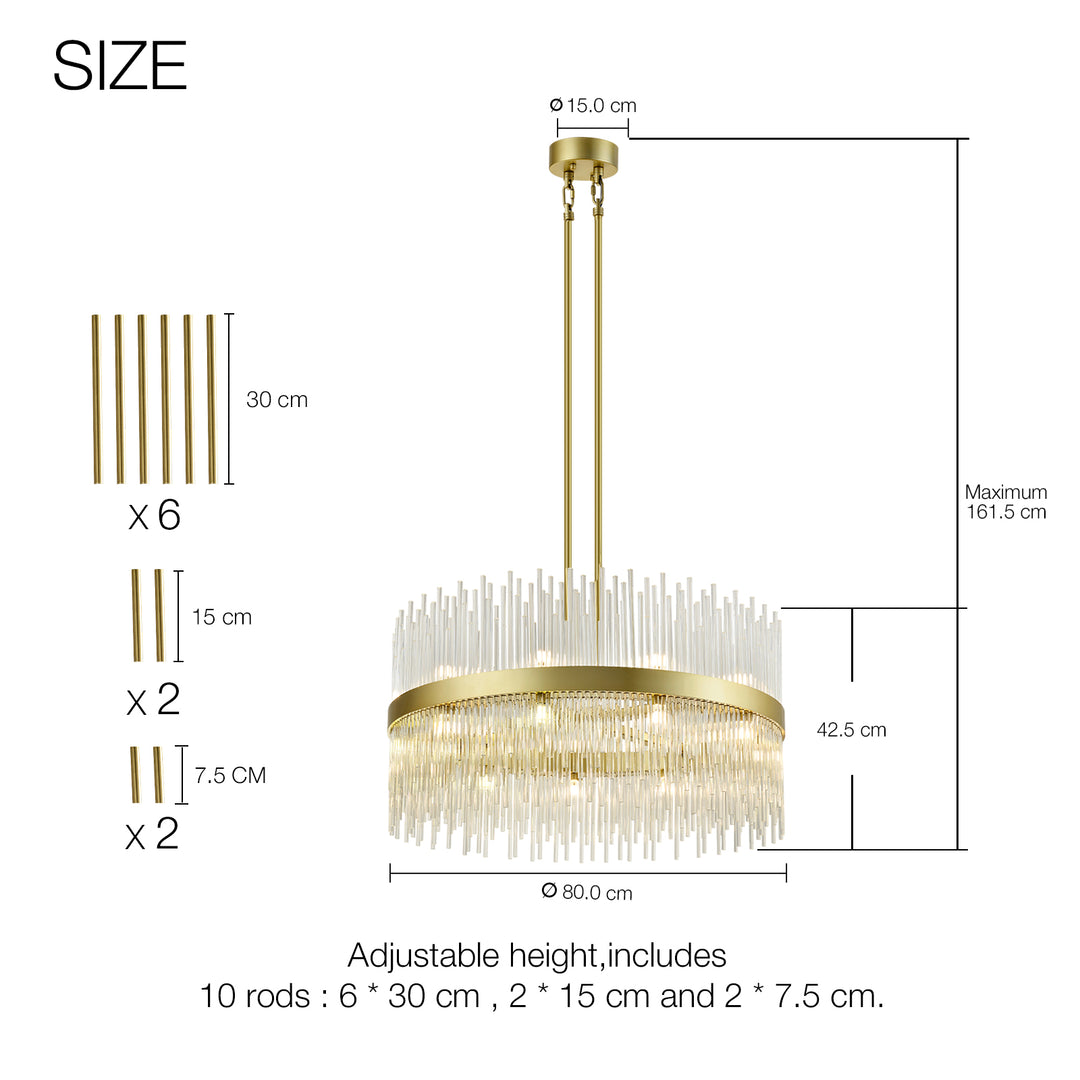CARLO 31" Modern Crystal Chandelier Aged Brass 22*G9 Lamp base - 7Pandas USA Lighting Store