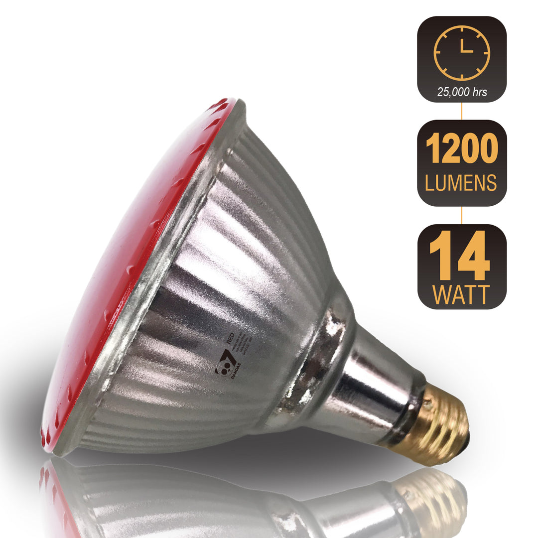 4PACK Outdoor 14W Red Color LED Par38 Flood Light Bulb E26 45 degree CRI>80 full glass body - 7Pandas USA Lighting Store