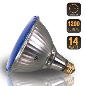 Outdoor 14W True Blue Color LED Par38 Flood Light Bulb E26 hard glass Garden decoration - 7Pandas USA Lighting Store