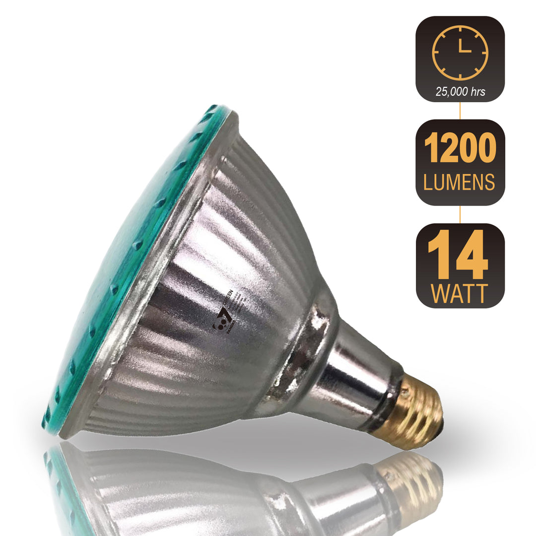 4PACK Outdoor 14W Green Color LED Par38 Flood Light Bulb E26 45 degree CRI>80 Hard glass body - 7Pandas USA Lighting Store