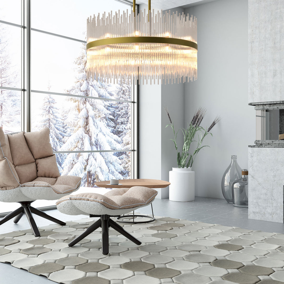 CARLO 31” Modern design Crystal Chandelier Bronze 22*G9 Lamp base - 7Pandas USA Lighting Store