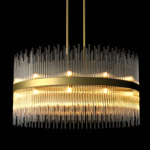 CARLO 31" Modern Crystal Chandelier Aged Brass 22*G9 Lamp base - 7Pandas USA Lighting Store