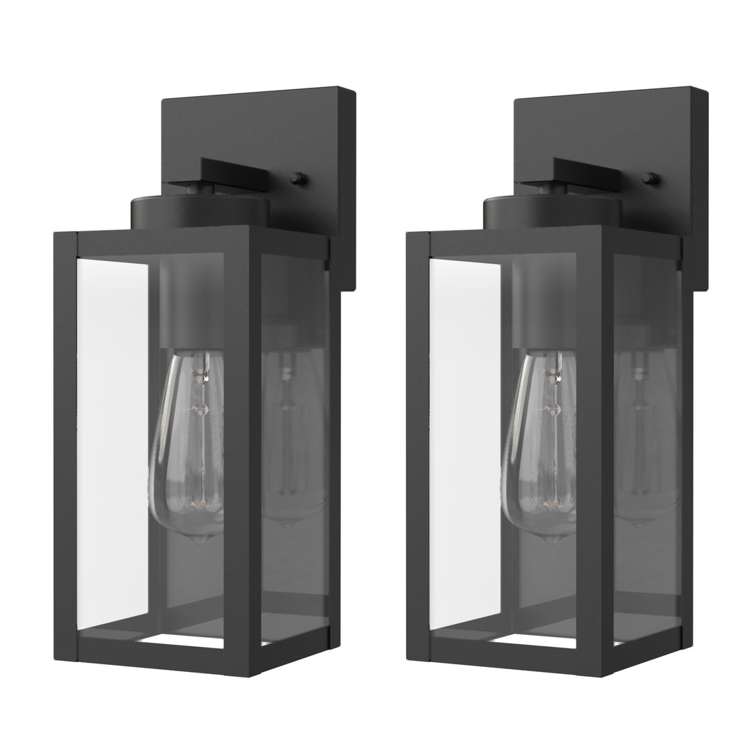 BRUCE Outdoor Exterior Wall Sconce Glass Matt Black E26 IP44 2PACK - 7Pandas USA Lighting Store